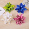 thumbnail image 7 of Artificial Christmas Glitter Flowers,Xmas Tree Flower Ornament Decor, Glitter Flowers with Clips And Rods, Xmas Tree Flower Ornament Poinsettias Decor,Artificial Poinsettia Flowers(White), 7 of 7