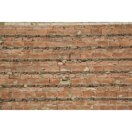 1' Brick Joint - Close-Up Of A Brick Wall With Exposed Cement Mortar Joints Laval Quebec Canada PosterPrint
