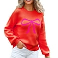 thumbnail image 2 of Luxalzxs Women Cute Bow Sweater Y2K Long Sleeve Crew Neck Knit Sweaters Teen Girls Aesthetic Pullover Top, 2 of 8