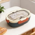 thumbnail image 6 of Divided Bento Lunch Box With Fork and Spoon, Microwave Meal Prep Container With Clear Lid, White, 6 of 6