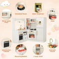 thumbnail image 3 of Pirecart Kids Corner Play Kitchen Wooden Toddler Kitchen Playset Pretend Play Cooking Toys with Lights & Sounds, Refrigerator, Water Dispenser, for Age 3+ Girls and Boys, Beige, 3 of 8