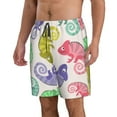 thumbnail image 2 of Disketp Men'S Swim Trunks Hawaiian Breathable Surf Beach Swimsuits Mesh Lining Beach Shorts With Pockets-Colorful Pattern With Cute Chameleons, 2 of 9
