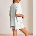 thumbnail image 6 of Bovxnpu Women 2 Piece Loungewear Set Beach Vacation Sweatsuit Tracksuit Set Fashion Casual Pocket Short Sleeve Crew Neck Top Elastic Waist Set Summer Outfits, 6 of 8