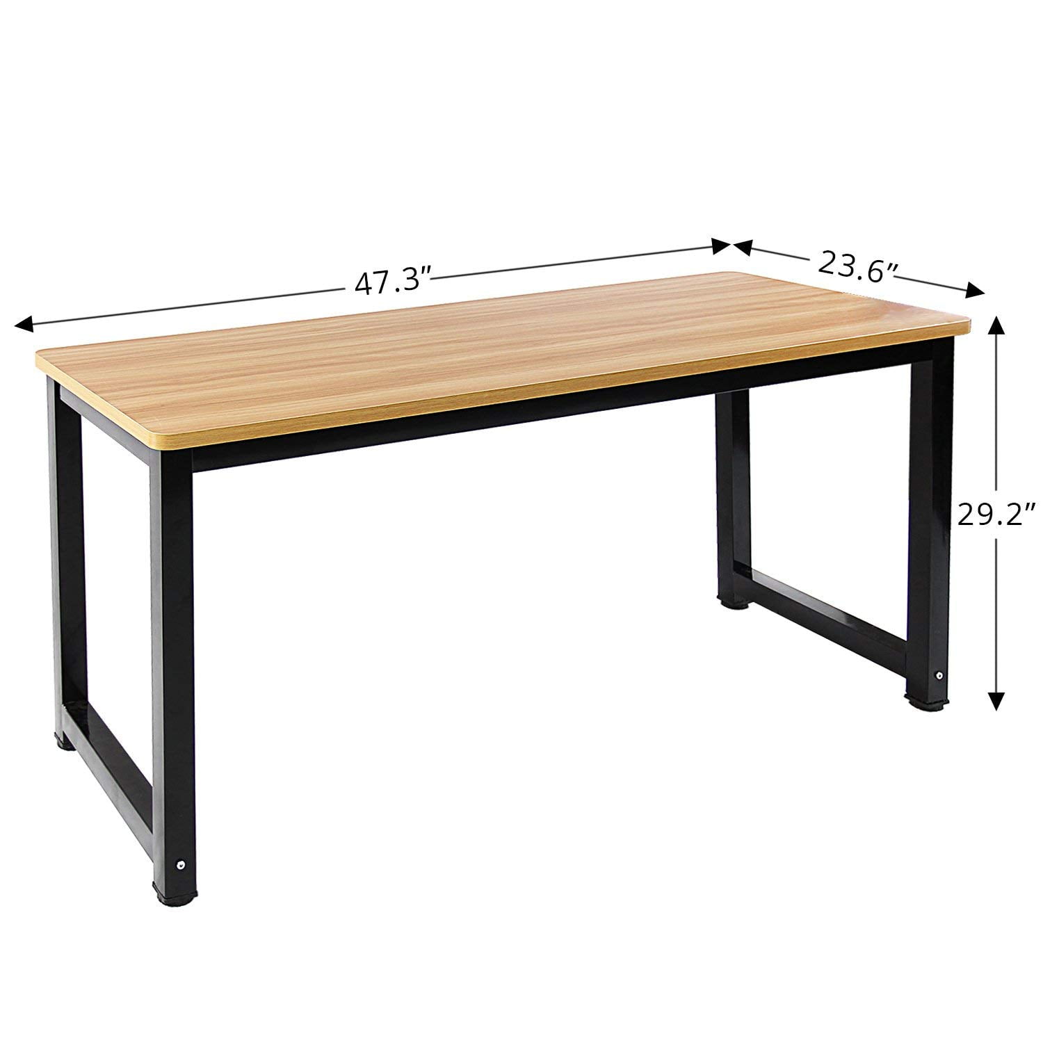 Dl Furniture Professional Office Desk Wood Steel Table Modern Plain Lap With Rectangular Legs Computer Personal Working Space Natural