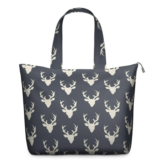 Sac de Voyage Vintage Cerf, Sac Fourre-Tout Weekender Imprimé Rennes de Forêt Nordique, Sac de Voyage Design Géométrique Rustique Artistique pour Femmes