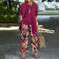 thumbnail image 5 of Textilo Women's 3 Pieces Pant Suits Elegant Loose 3/4 Sleeve Cardigan Sleeveless Tank Tops Wide Leg Floral Pants Suits Formal Evening Outfit for Wedding,Hot Pink XL, 5 of 5