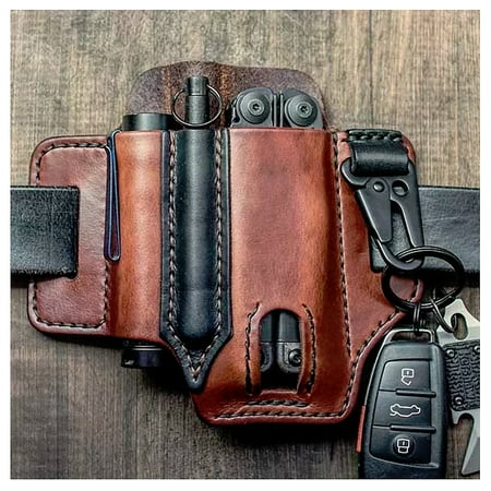

OUSITAI Multitool Sheath for Belt Leather EDC Pocket Organizer for Men Leatherman Sheath with Pen Holder Key Fob Flashlight Sheath