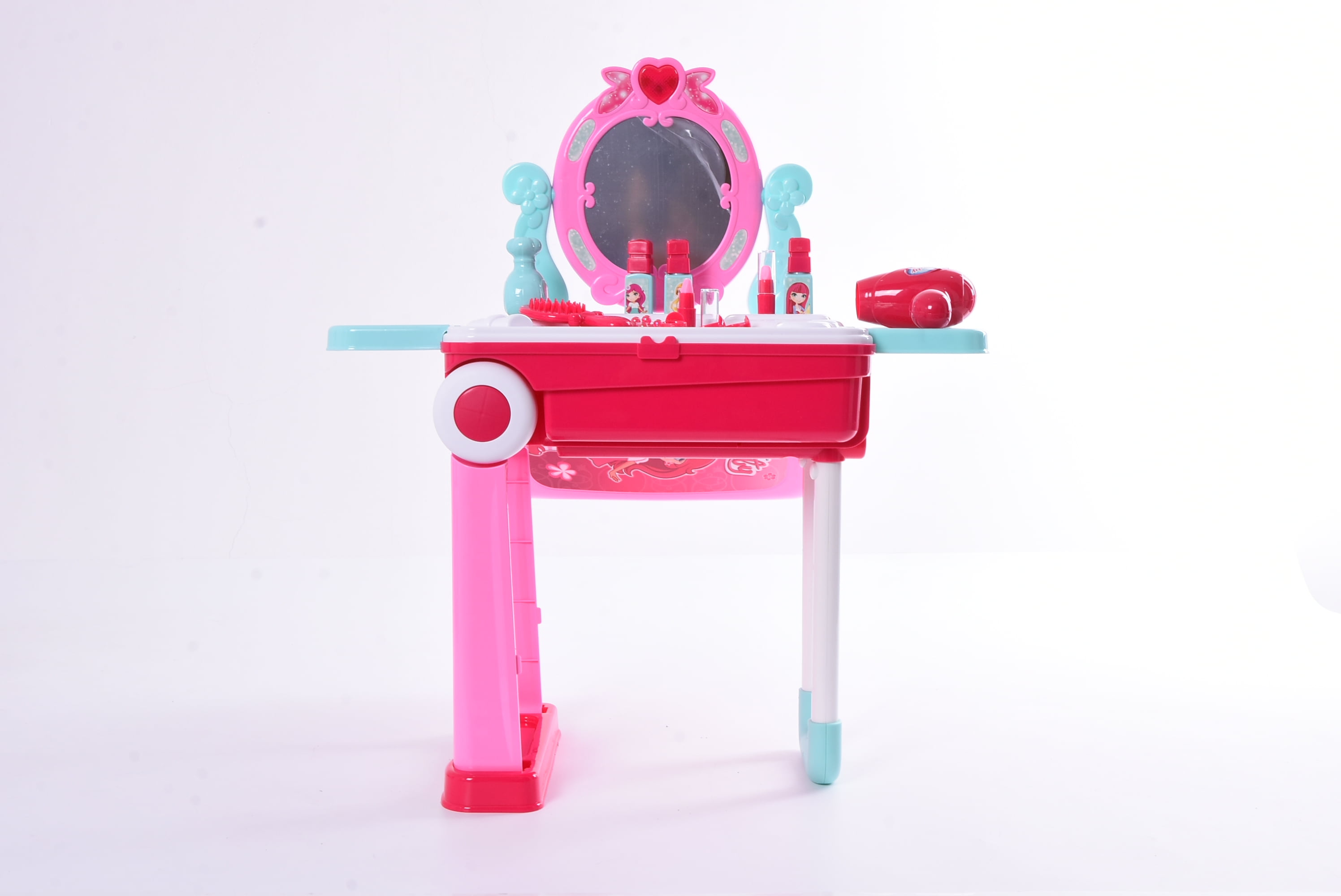 Wonderplay Pretend Play Kids Vanity Table And Chair Beauty Mirror And Accesories Play Set With Fashion Makeup Accessories For Girls Brickseek