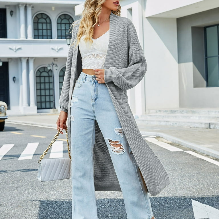 Njoeus Women's 2023 Fall Open Front Maxi Cardigan Sweater Njoeus Women's 2023 Fall Open Front Maxi Cardigan Sweater