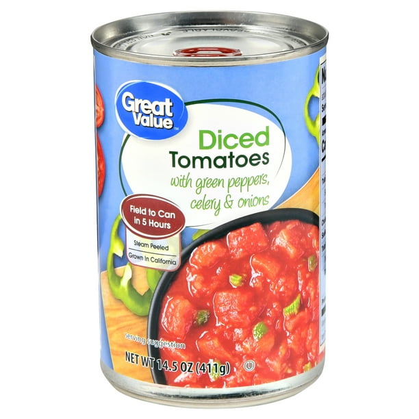 Great Value Diced Tomatoes With Green Peppers, Celery & Onions, 14.5 Oz
