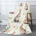 thumbnail image 2 of SpXubz Easter Flannel Throw Blanket With Cute Rabbits And Flowers Pattern For Gift Home Sofa Bed Decoration 80x60 inch, 2 of 5
