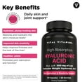 thumbnail image 2 of Vital Vitamins Hyaluronic Acid Supplements - Made with 200mg of Low Molecular Weight Hyaluronic Acid - Supports Skin Hydration & Elasticity from Within - 60 Capsules, 60 Servings, 2 of 8