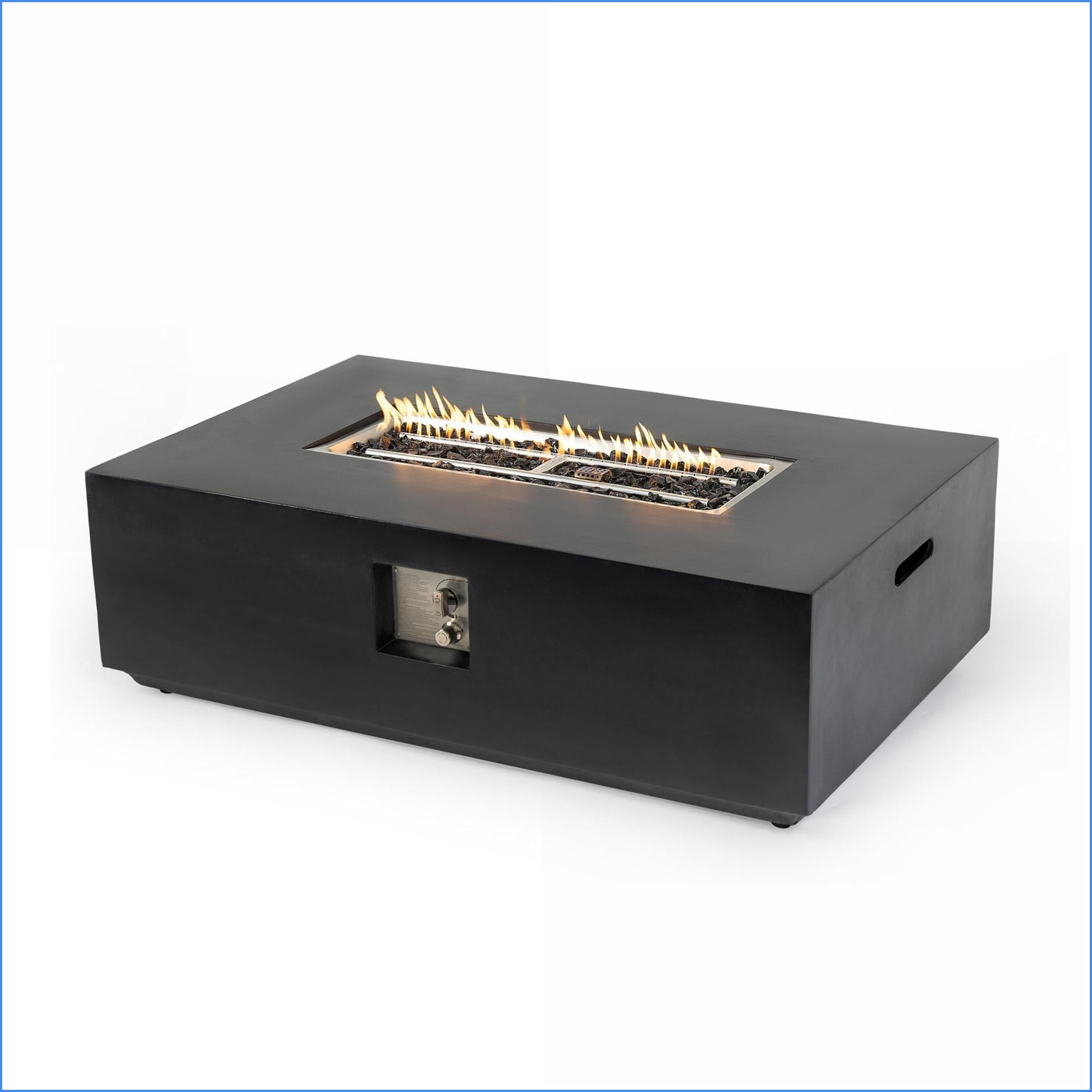 Outdoor Stoves | Fogon Exterior | Modern 48" Rectangular Propane Fire Pit Table for Patios Backyards | Concrete