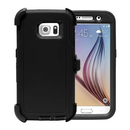 Galaxy S6 Case, [Full body] [Heavy Duty Protection] Shock Reduction Case with Plastic Built-in Screen Protector and Belt clip for Samsung Galaxy S6