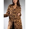 thumbnail image 3 of DARING DIVA Women's Fashionable Animal Print Trench Coat L Brown, 3 of 6