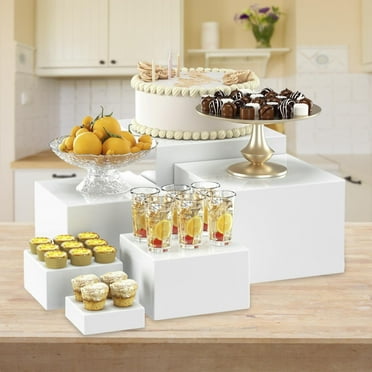 CUTICATE 5 Pieces Buffet Riser,Cube Display Nesting ,Tabletop Display ,Dessert Table Display Food Riser for Cupcake Brunch