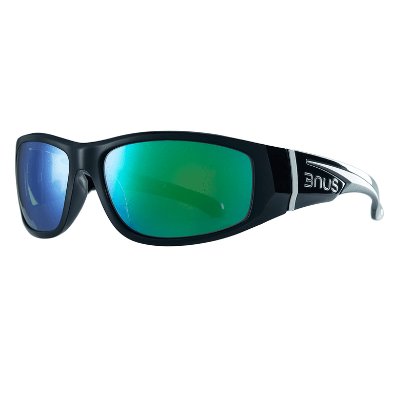 B.N.U.S Corning Glass Lens Polarized Sunglasses for Men & Women Blue  Mirrored Black Men‘s Glasses