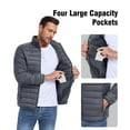 thumbnail image 5 of Lavenicole Mens Puffer Jacket - Waterproof Zip Up Hooded Lightweight Jacket for Men Darkgray 3XL, 5 of 7