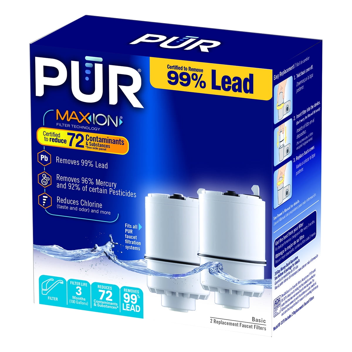 Pur Basic Faucet Water Replacement Filter Rf3375 2 2 Pack