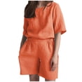thumbnail image 1 of Moda mujer Casual verano sólido cuello redondo manga corta Top + pantalón corto conjunto Wmkox8yi bvn219, 1 of 9