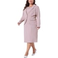 thumbnail image 4 of Conjuntos de trajes de talla grande Agnes Orinda para mujeres, dos piezas, blazers, chaqueta y vestido sin mangas, conjuntos de trajes de negocios informales 4X rosa, 4 of 6