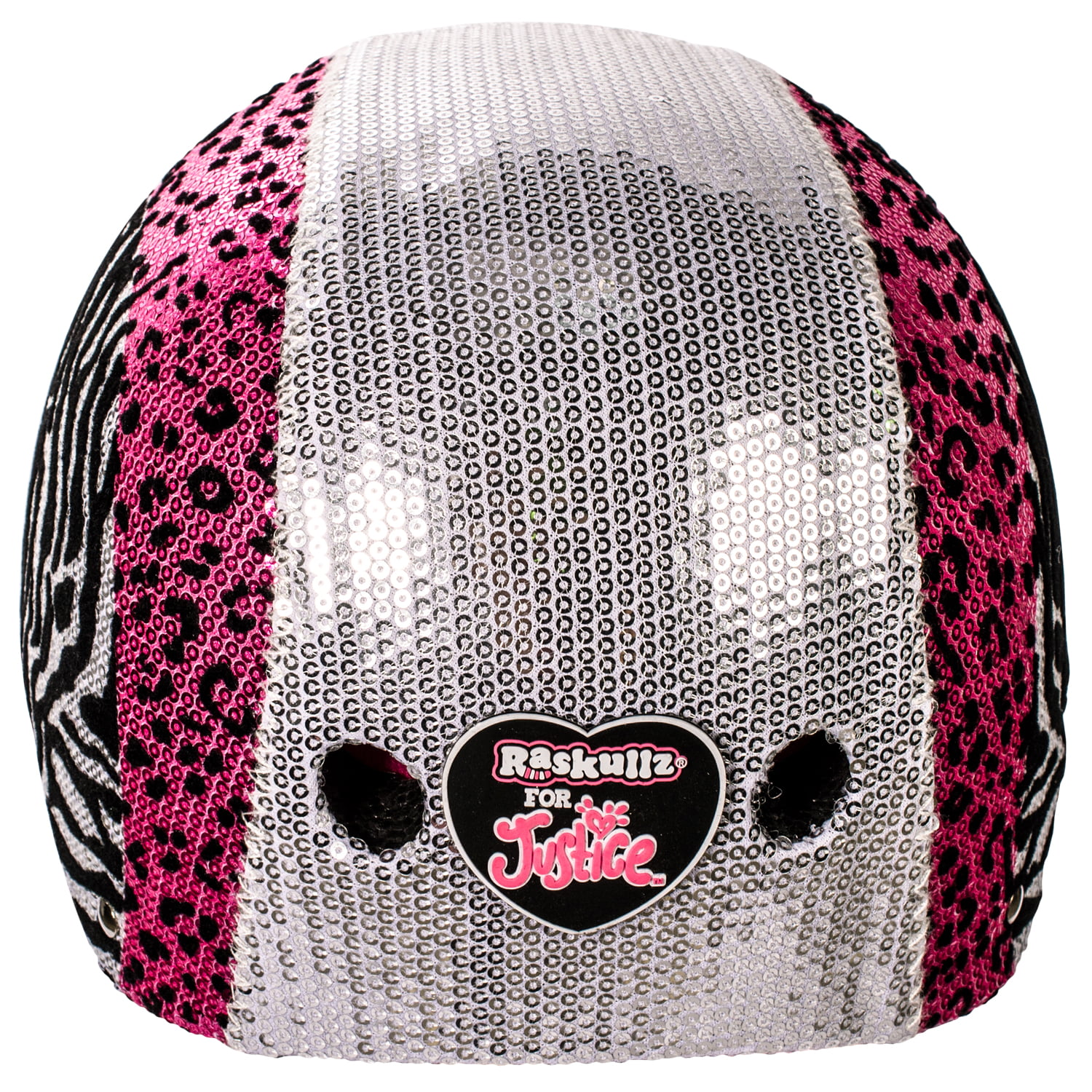 -On the Go Glam Gear Helmet Raskullz for Justice Sequins Pink Leopard Ages 5+ S 
