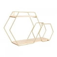 thumbnail image 1 of Easy To Use Wall Display Shelf, Wall Shelf, Iron And Wood Display Storage Rack For Study Bedroom Office Living Room Gold, 1 of 8
