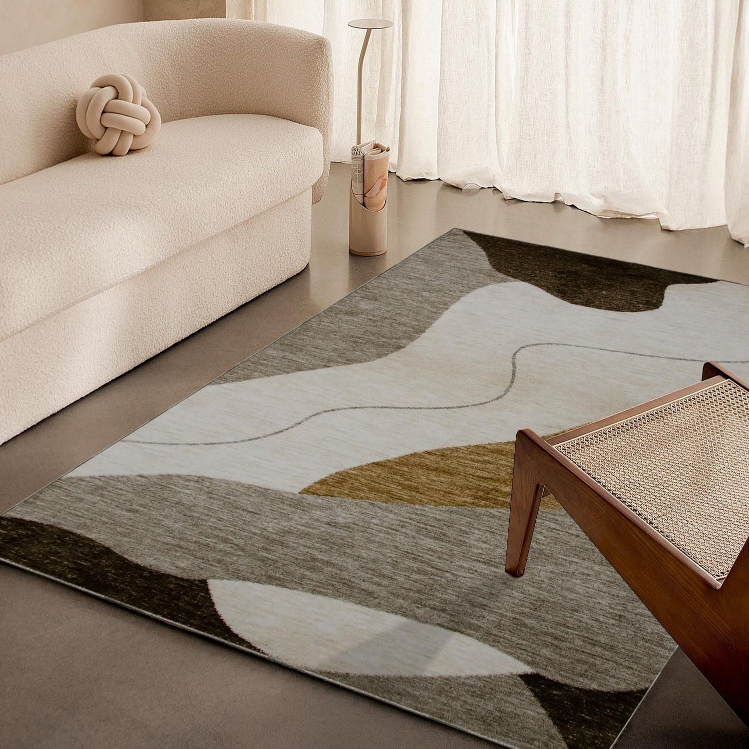 Rug Branch Maya Modern Abstract Beige Brown Indoor Hand-Tufted Area Rug.