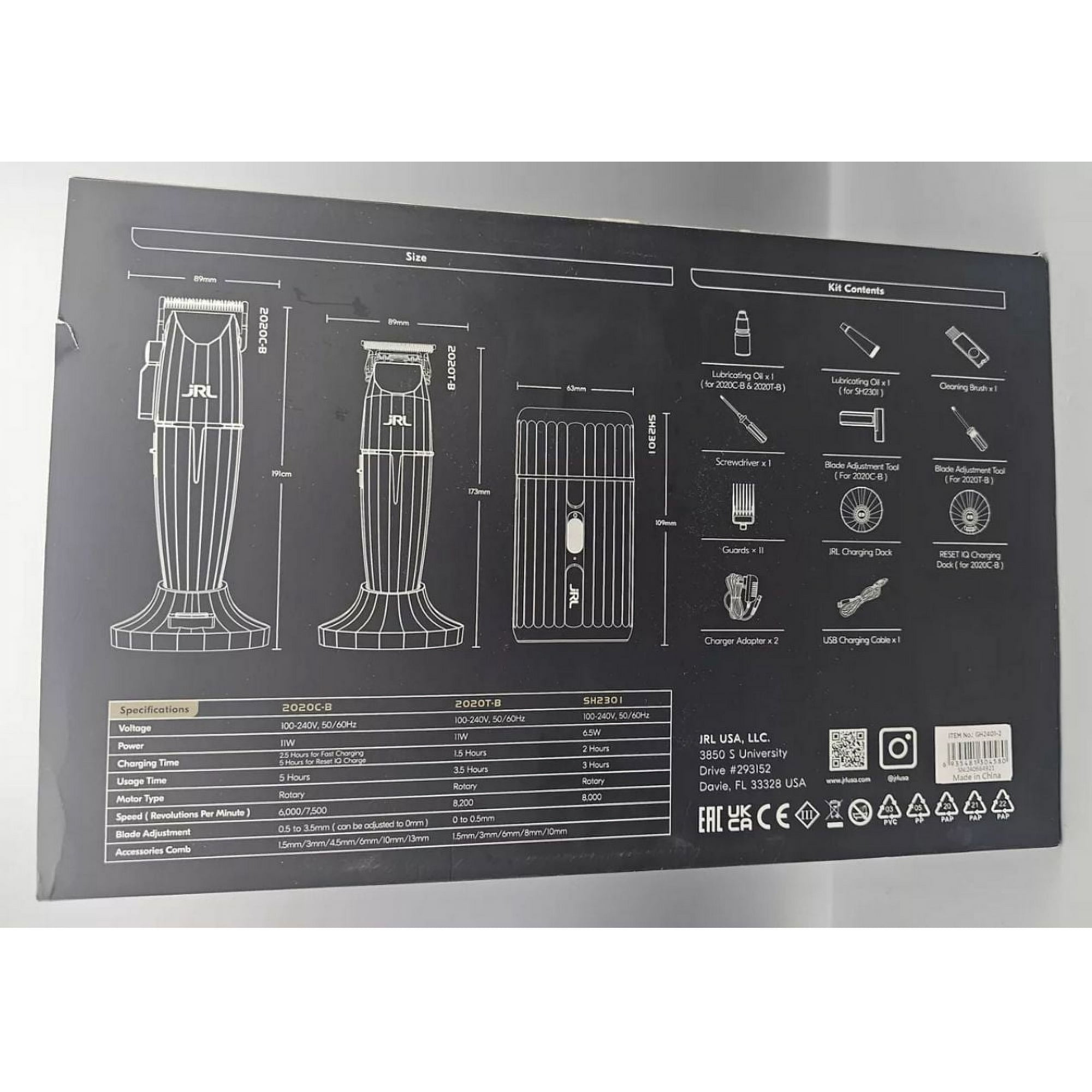 JRL GHOST I ヘアクリッパーセット JRL Ghost Edition Combo, Hair Clipper, Trimmer, Shaver, 7500