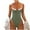 Olive Green, variant on WREESH Women's Color Block One Piece Swimsuit Notched V-Neck - Tummy Control Bathing Suit Swimwear Slim Swimsuits with Wide Straps Olive Green