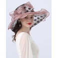 thumbnail image 2 of Fascinator Hats for Women, Women's Organza Church Derby Hat Hats Wide Brim Tea Party Hats Uv Protection Sun Hat, 2 of 5