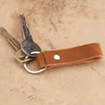 thumbnail image 2 of Leather Key FOB, 100% Genuine Leather, Key Chain Loop for Secure Hold, Brown Design - Measures 3 1/4" Long x 3/4" Wide, 2 of 3