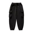 thumbnail image 2 of Dovford Men's Drawstring Elastic Waist Flap Pockets Streetwear Baggy Cargo Pants Joggers Hiking Trousers, 2 of 6