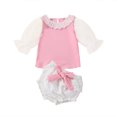 thumbnail image 1 of Gibobby Conjunto de sudadera para Niñas Camiseta de encaje de manga larga de tul para Niñass pequeñas, Tops y pantalones cortos(Rosa, 12-18 Meses), 1 of 5