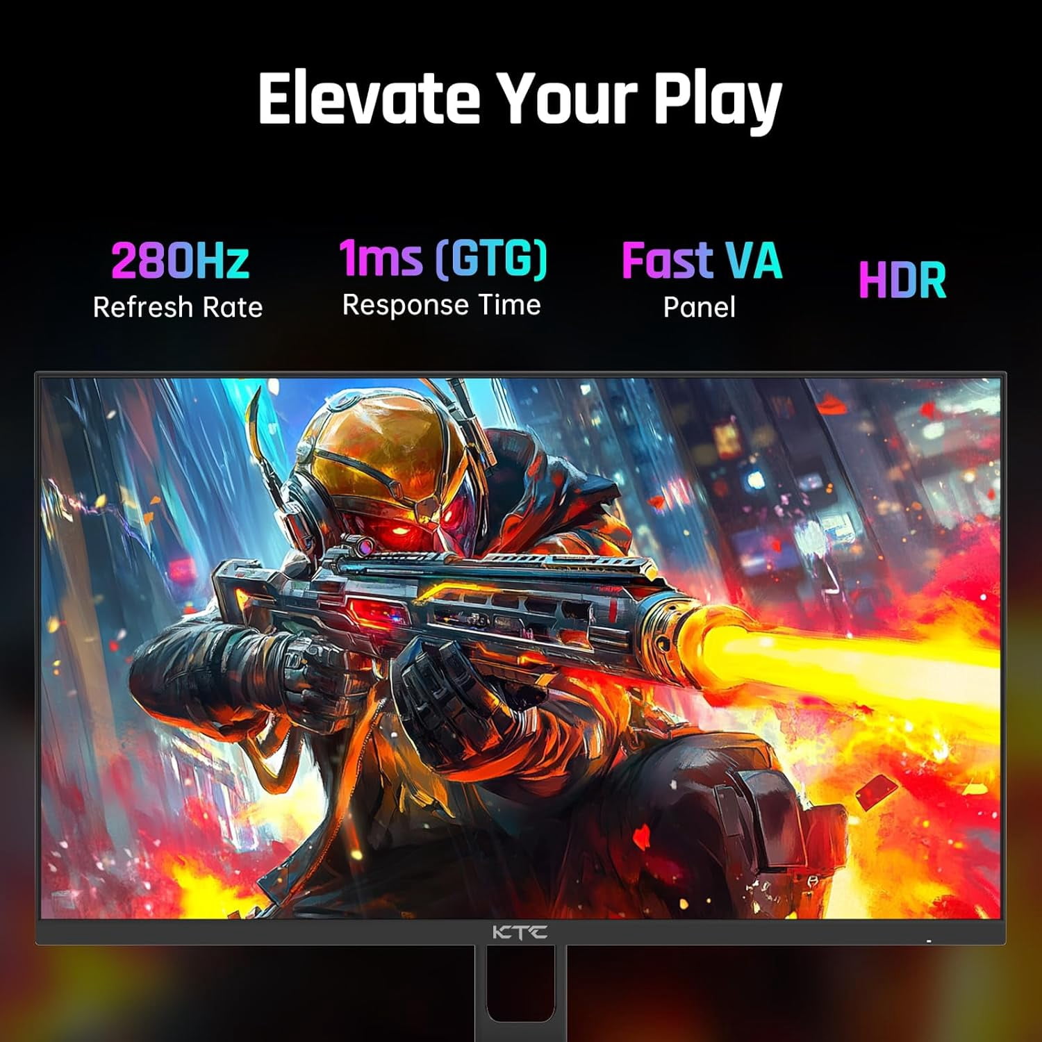 KTC 27 Inch 280Hz / 240Hz Gaming Monitor 1ms GTG 350nits Fast VA 1080P, Tilt, 126% sRGB, Adaptive Sync, 4000:1 Contrast Ratio, HDR, DisplayPort 1.4 / HDMI 2.0, VESA