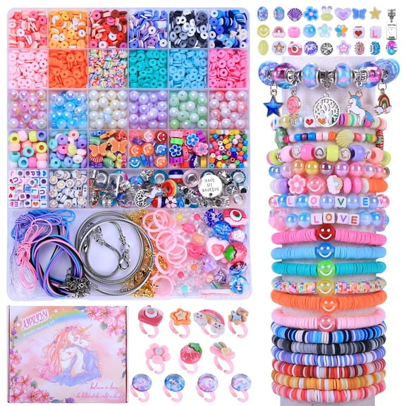 AIPRIDY Unicorn Jewelry Activity Kit Clay Beads Bracelet Making 3200 Pieces