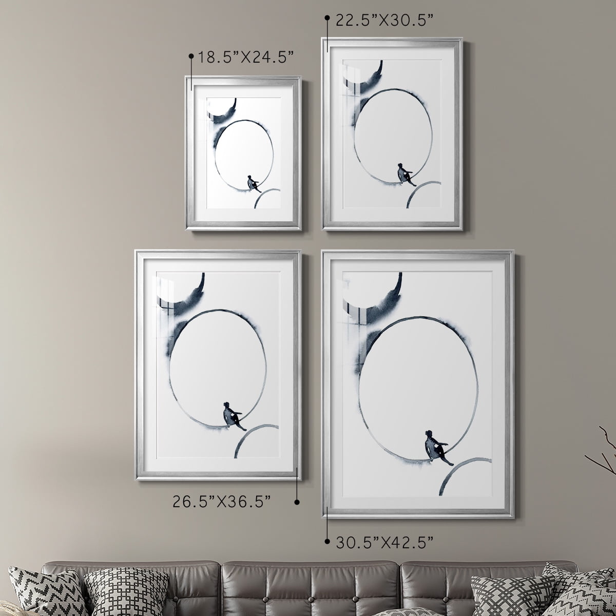 Wexford Home Woman in the Moon I Premium Framed Print, 26.5" x 36.5" - Ready to Hang, Silver (Set of 2)