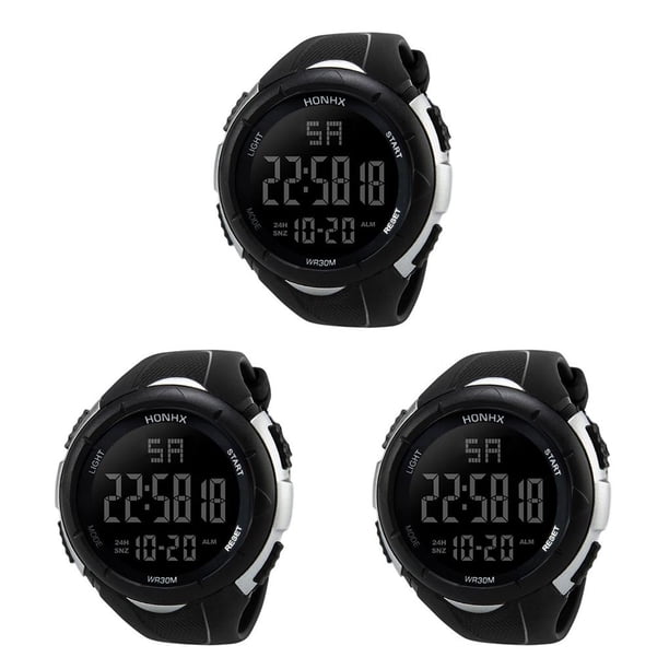 Sonducket Man Watch Waterproof Stylish Sports Date Wristwatch Watches Gifts Home Outdoor Birthday Festival Indoor Electronic Display Plata 3piezas Sonducket CBP035311