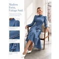 thumbnail image 4 of Women's Blue Denim Midi Length with Asymmetric Line Midi Dress for Wedding Guest, Prom and Evening Party, 4 of 9