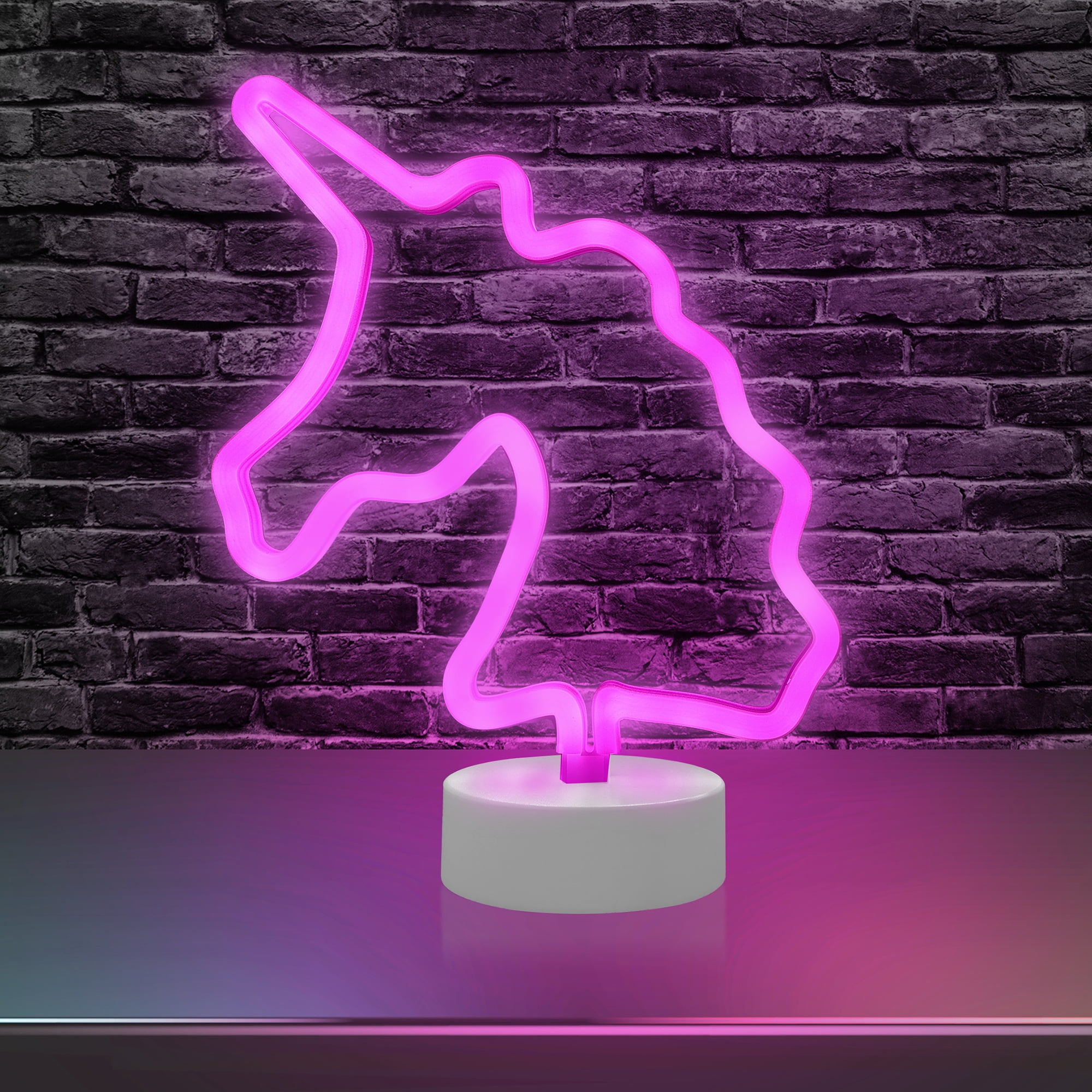 Xtreme Lit 10" Purple Unicorn Table Neon Lamp, 4 Hour Timer, Battery Powered 3 AA Batteries