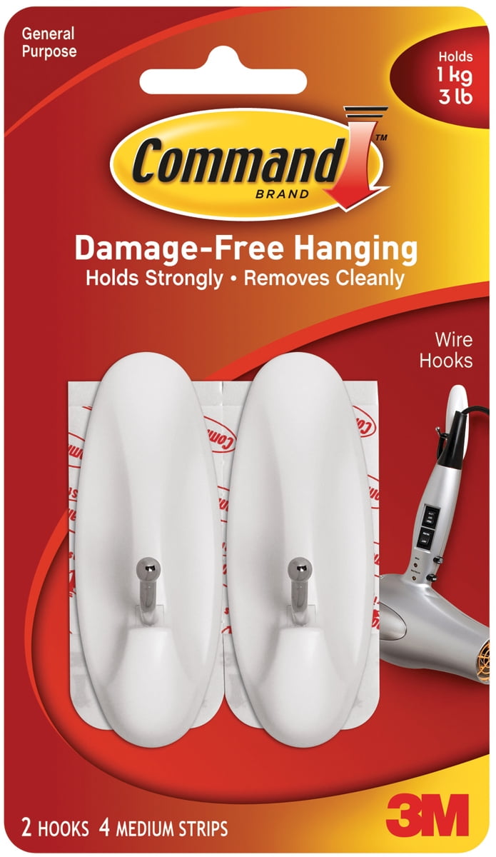 30 COMMAND 3M DAMAGE-FREE HANGING SMALL WIRE HOOKS WHITE GENERAL PURPOSE NT 4861