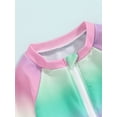 thumbnail image 6 of Musuos Toddler Girls One-pieces Swimsuit 6M 12M 2Y 3Y 4Y Rash Guard Gradient Color Long Sleeve Crew Neck Swimsuits Zipper Bathing Suits, 6 of 10