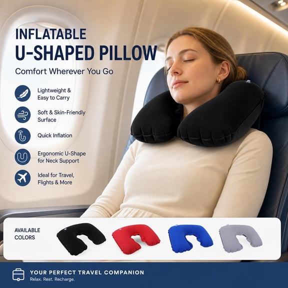 Inflatable Neck Pillows for Travel Pillow for airplanes Airplane Pillow for Neck Support Sleeping Travel Neck Pillow Airplane Travel Essentials Car Pillow Flight Plane Pillow Piercing Pillow
