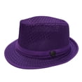 thumbnail image 4 of SGMVNU Fedora Hat for Men Breathable Mesh Wide Brim Lightweight Crushable Straw Sun Hats Beach Vacation, Purple, One Size, 4 of 5