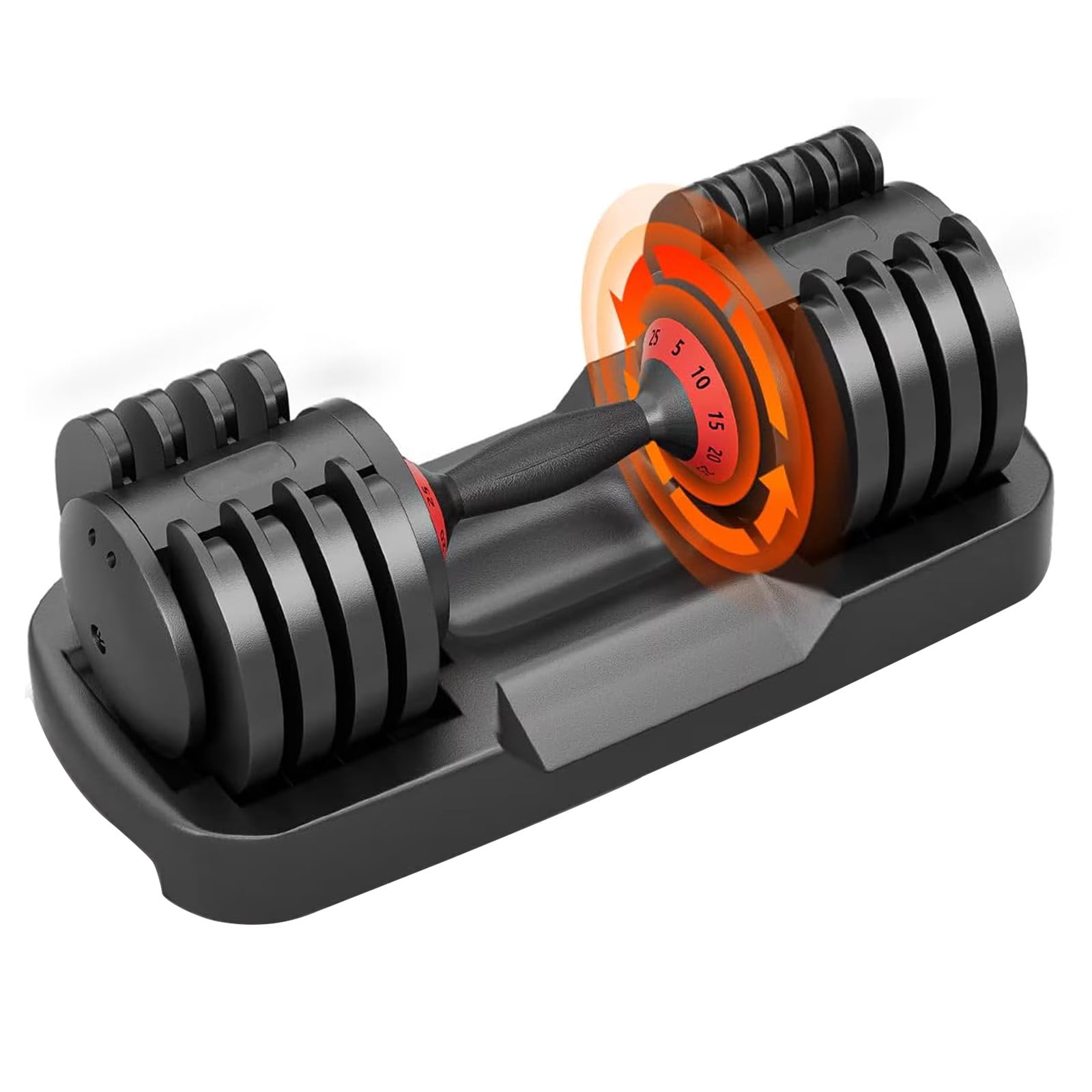 LWVITH 5 in 1 Adjustable Dumbbells Set, 5-25LB 5Levels 1 Hand Adjustable Weights Dumbbells Set with Rack, Dumbbell with Anti-Slip Texture Handle for Home Gym Suit both Men and Women,