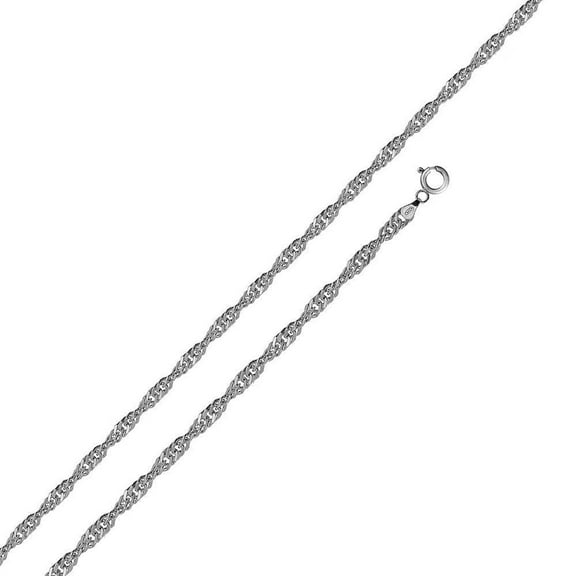 Rhodium Plated 925 Sterling Silver Singapore 020 Chain 1.2mm Made in Italy 20" Jewelry Female Unisex