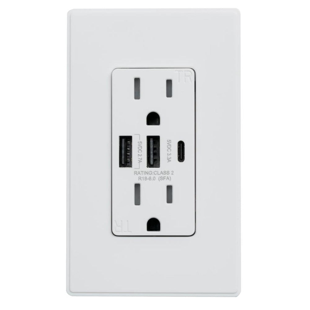 Ffe Outlets USI Electric USB2R3WH15CA 15 Amp, A & C USB Chargers Tamper Resistant ...