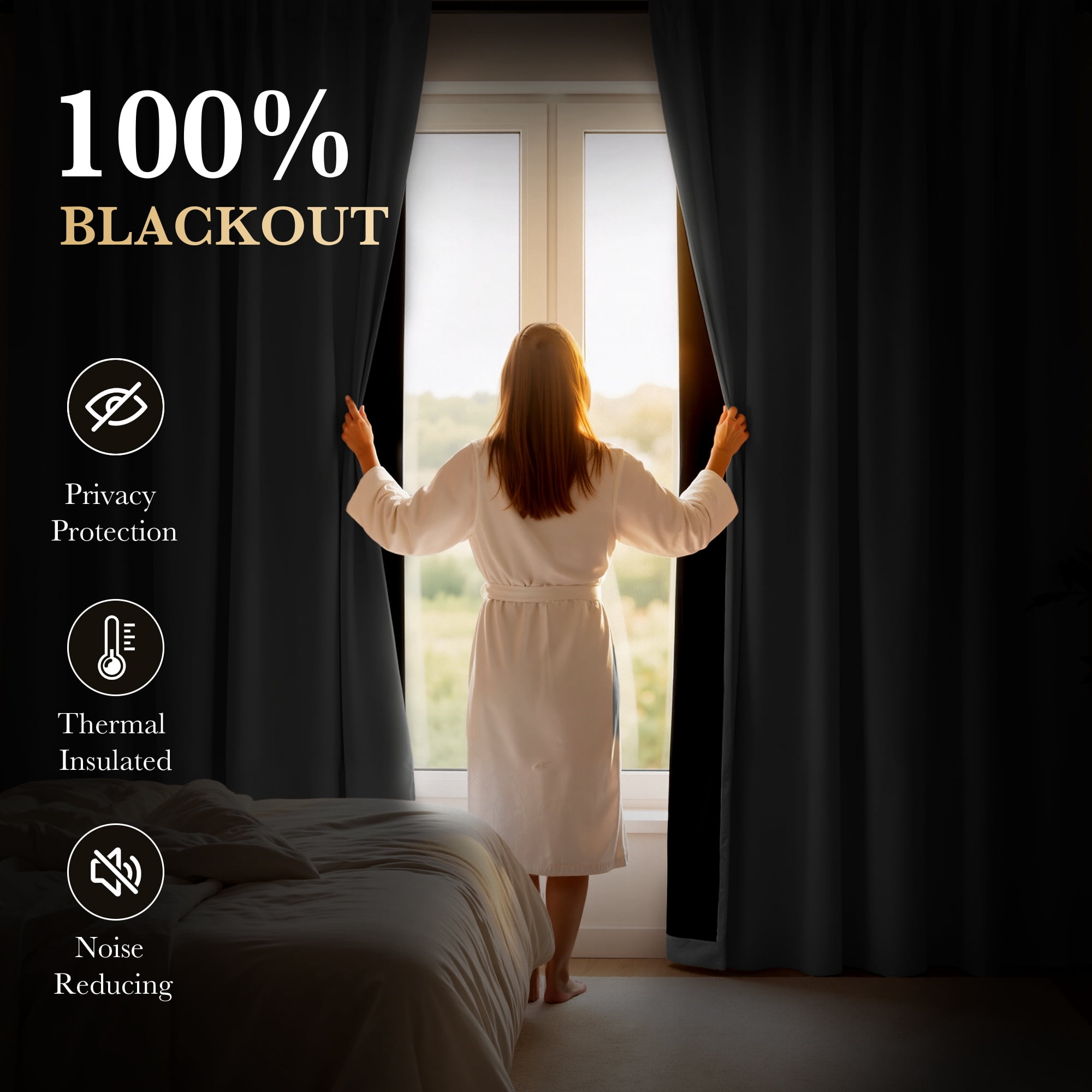 StangH Total Blackout Green Curtains for Bedroom, Back Tab Heat & Light Blocking Privacy Window Treatments for Living Room/Office/Apartment/Dorm, Sage Greem, W52 x L84, 2 Panels