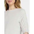 thumbnail image 5 of Time and Tru Women's Ruched Elbow Sleeve Tee, Sizes XS-XXXL, 5 of 6