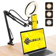 usmallbee Camera Mount with Ring Light Overhead، Flex Articulating Phone Holder متوافق مع iPhone و Logitech Webcam و Computer Tripod لتسجيل فيديو البث المباشر على YouTube